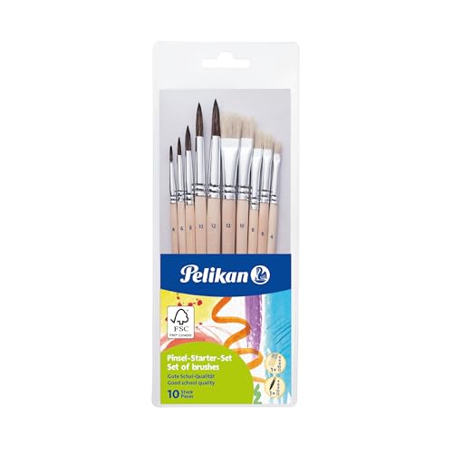 Pelikan 700405 Pinsel Starter-Set mit 5 Haar- und 5 Borstenpinseln