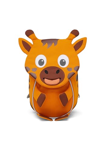 Affenzahn Kleiner Freund Kindergarten-Rucksack für 1-3 Jährige Ergonomisch Reflektierend Ziehzunge mit Namensschild Giraffe - Orange
