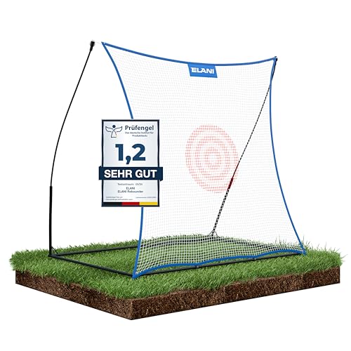 ELANI - Rebounder 2x2m große Torwand mit Zielring Einzelspieler für Garten - Fussball Rebounder mit stabilem Rahmen für geräuschloses Training
