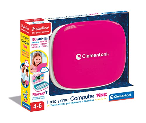 Clementoni 16403 Sapientino – Der erste Pink – Laptop Spielzeug 4 Jahre, Aktivitätszentrum und Lerncomputer für Kinder (italienische Version), Mehrfarbig, Large