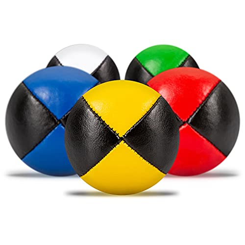 Diabolo Freizeitsport Jonglierbälle 5er Set, 62mm Jonglierball mit nachhaltiger Vogelhirse gefüllt, wasserabweisendes Kunstleder, für Kind & Anfänger