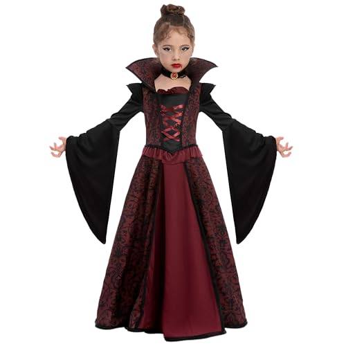 Spooktacular Creations Vampirin Kleid Kostüm für Mädchen Halloween-Dress Up, Halloween Süßes oder Saures, Rollenspiel, Karnevals-Cosplay M (8-10 Jahre)