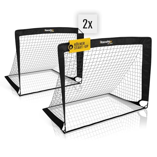 Racetex 2er Fußballtor Kinder Set - Fußball Tore inkl. nützlicher Tasche zum Transportieren - Version mit verstärkten Glasfaserstangen - Fussballtore für den Garten oder Park