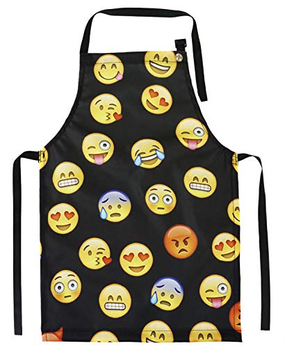 Ferocity Kinderschürze Jugend Malschürze Kunstkittel Kochschürze Apron Teenageralter Werkschürze Emoji Black [074]
