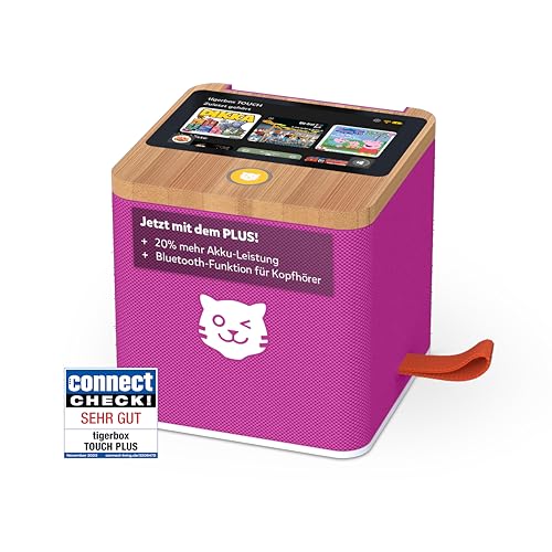 tigermedia tigerbox Touch Plus lila mit extra Langer Akkulaufzeit und Bluetooth Kopfhöreranschluss, Musikbox, Stereo, Sandmännchen, Eiskönigin, Prinzessin Lillifee, ‎1251