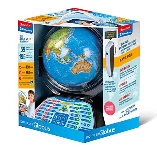 Clementoni Digitaler Globus - Sprechender Kinderglobus für Kinder ab 7 Jahren - Interaktive Weltkugel zum Lernen & Spielen 59297, Medium
