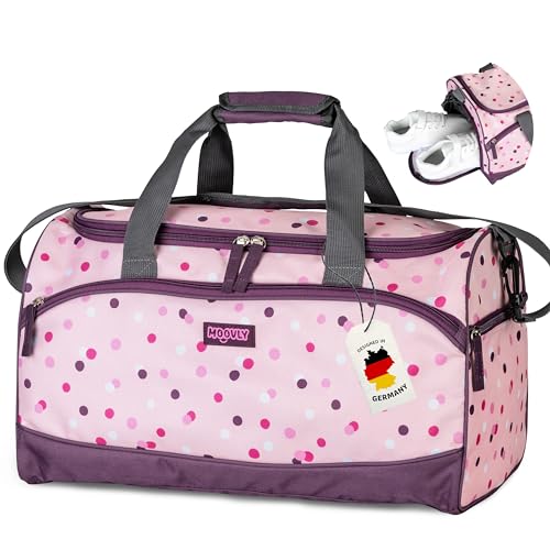 moovly® Kinder Sporttasche 25 L für Mädchen - mittlere Größe - Gym Bag - für Sport, Schwimmen - Kindersporttasche - Reisetasche - mit Schuhfach und Nassfach - Verstellbarer, weicher Schultergurt