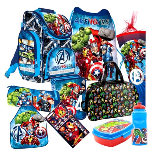 Avengers 10 Teile Set Schulranzen Ranzen Federmappe Tornister Schultüte 85 cm mit Sticker-von-Kids4shop